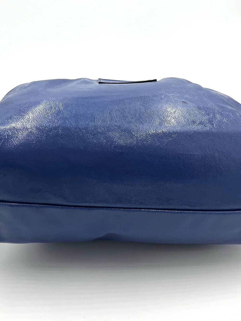 COACH Blue Poppy Daisy Liquid Gloss Paten Leather Hand Bag - Picture 6 of 11